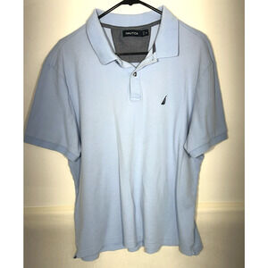 Nautica Polo Shirt Mens Size XL Light Blue Polyester Casual Short Sleeve Adult